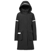 Black coat with refelective elements against a white background